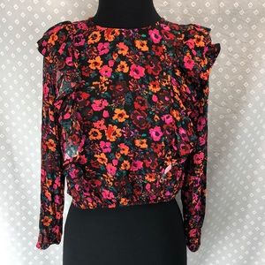 Multicolor Floral Ruffle Crop Top